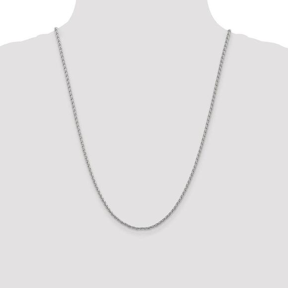 2.25mm, 14k White Gold, Solid Parisian Wheat Chain Necklace, 24 Inch - Picture 2 of 8